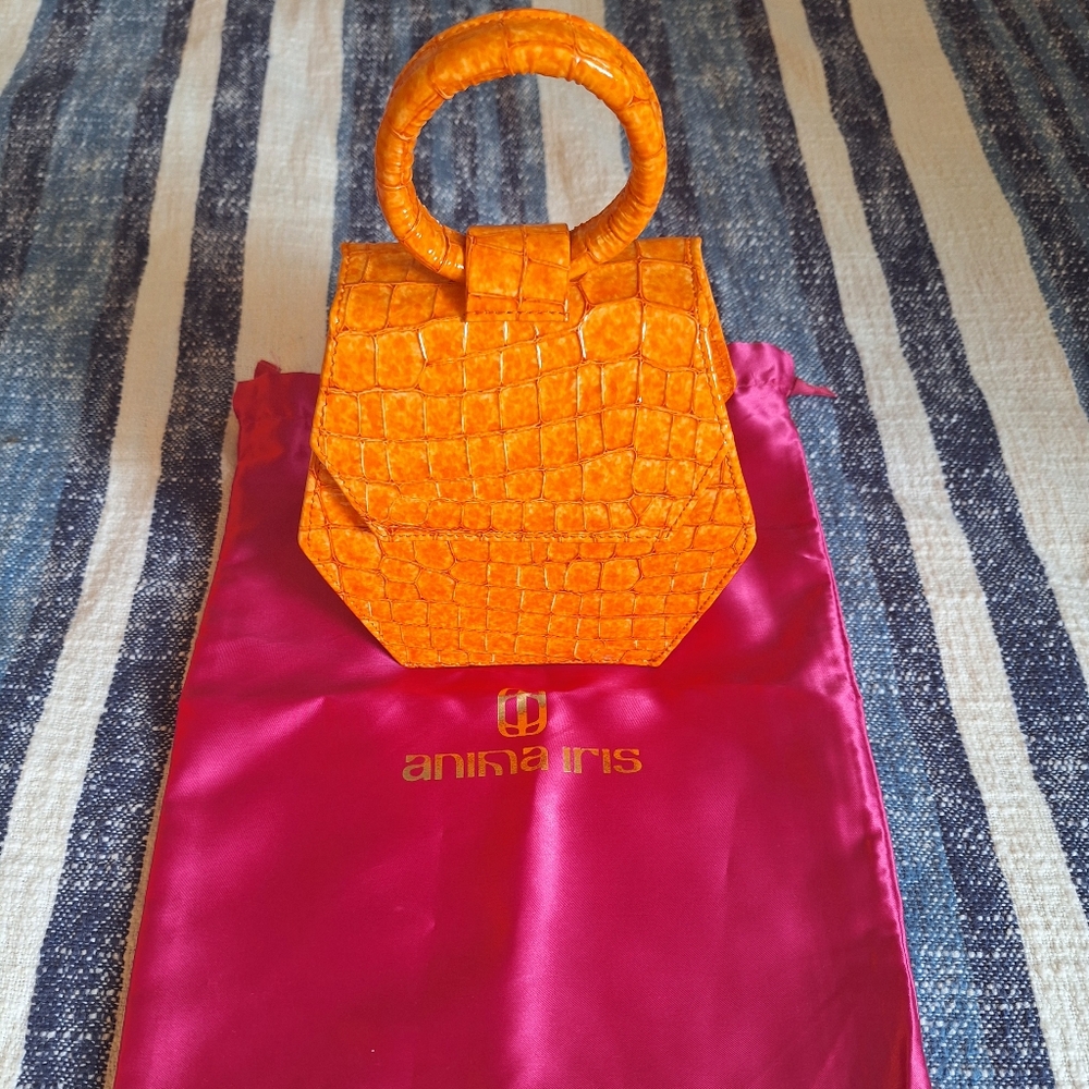 BABY ZURI EMBOSSED LEATHER HANDBAG ORANGE